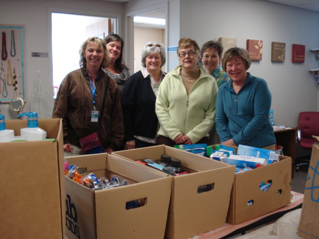 Volunteers at a donation drive