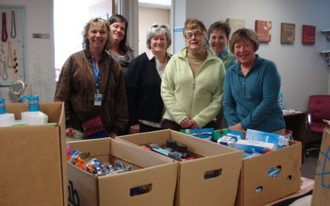 Volunteers at a donation drive